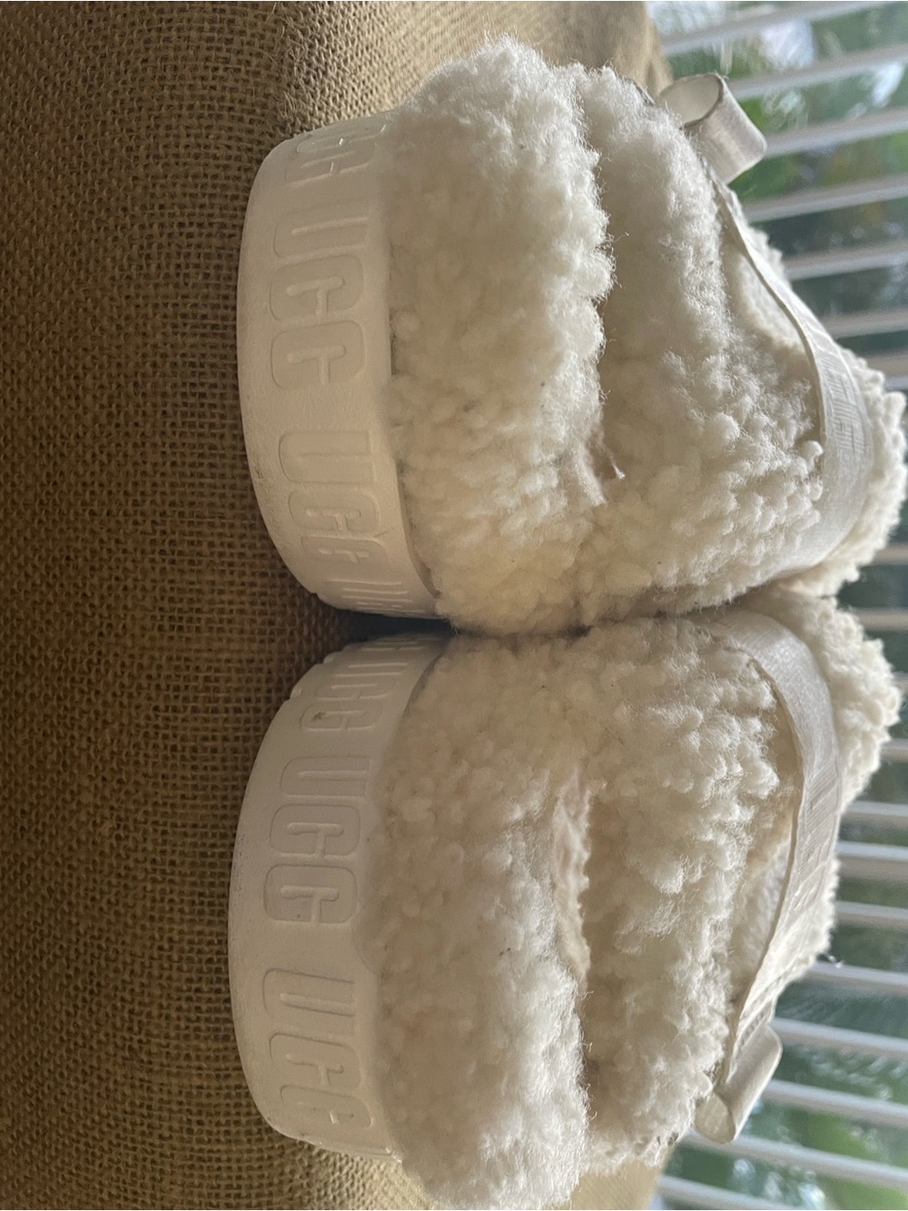 UGG Fluffita Slide Sandals in Off-White - Picture 8 of 14